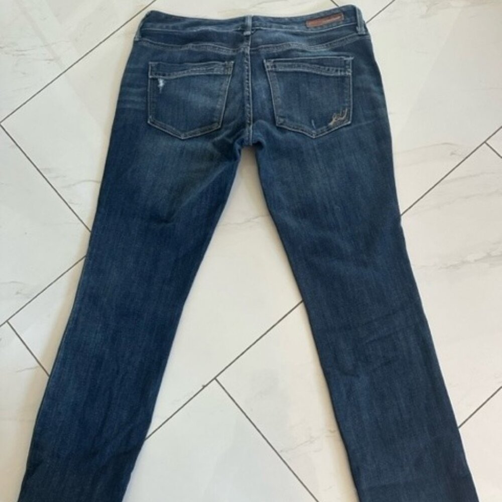 EXPRESS SKINNY STELLA LOW RISE DARK JEANS WITH RIPS - Size 6S